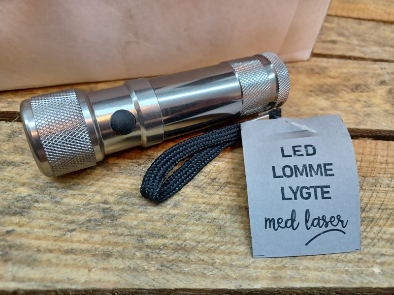 Led lommelygte med laser 15 stk